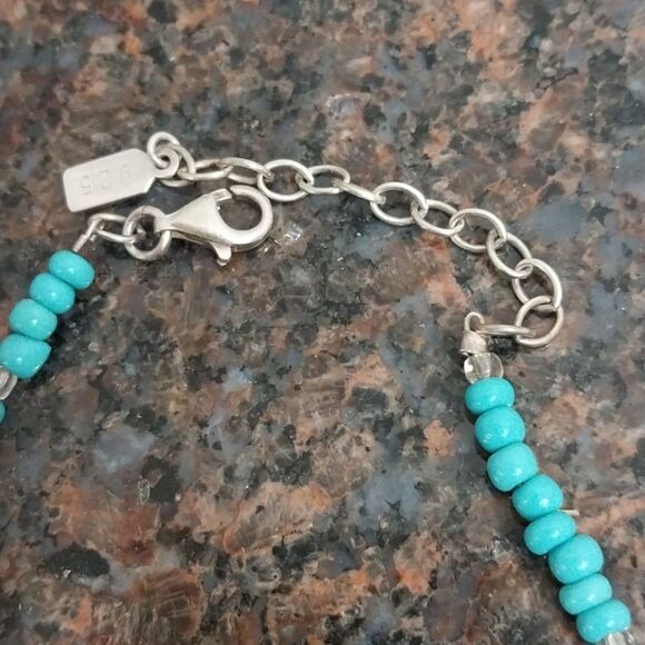 "PEYOTE BIRD" Blue and Sterling Silver Necklace with Turquoise Beads.. EUC - Picture 5 of 6